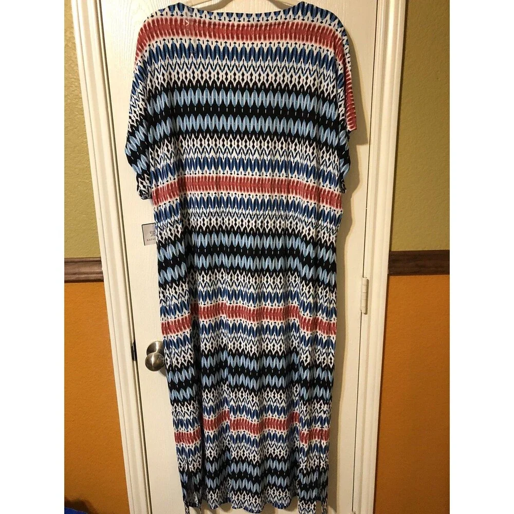Rafaella Women’s Sportwear. Dress 1X Blue Multi Color Tightens in Waist Cruise